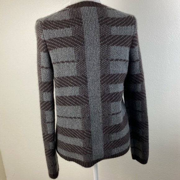 Alpaca Wool Rabbit Hair Plaid Brown Thick Warm Ann Taylor Crewneck Sweater Small - Picture 9 of 10